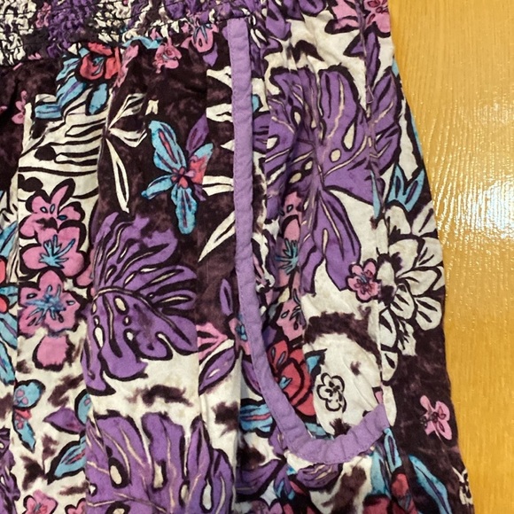 Xhilaration midi skirt pockets or strapless top ruffled hem purple flora… - Picture 4 of 10